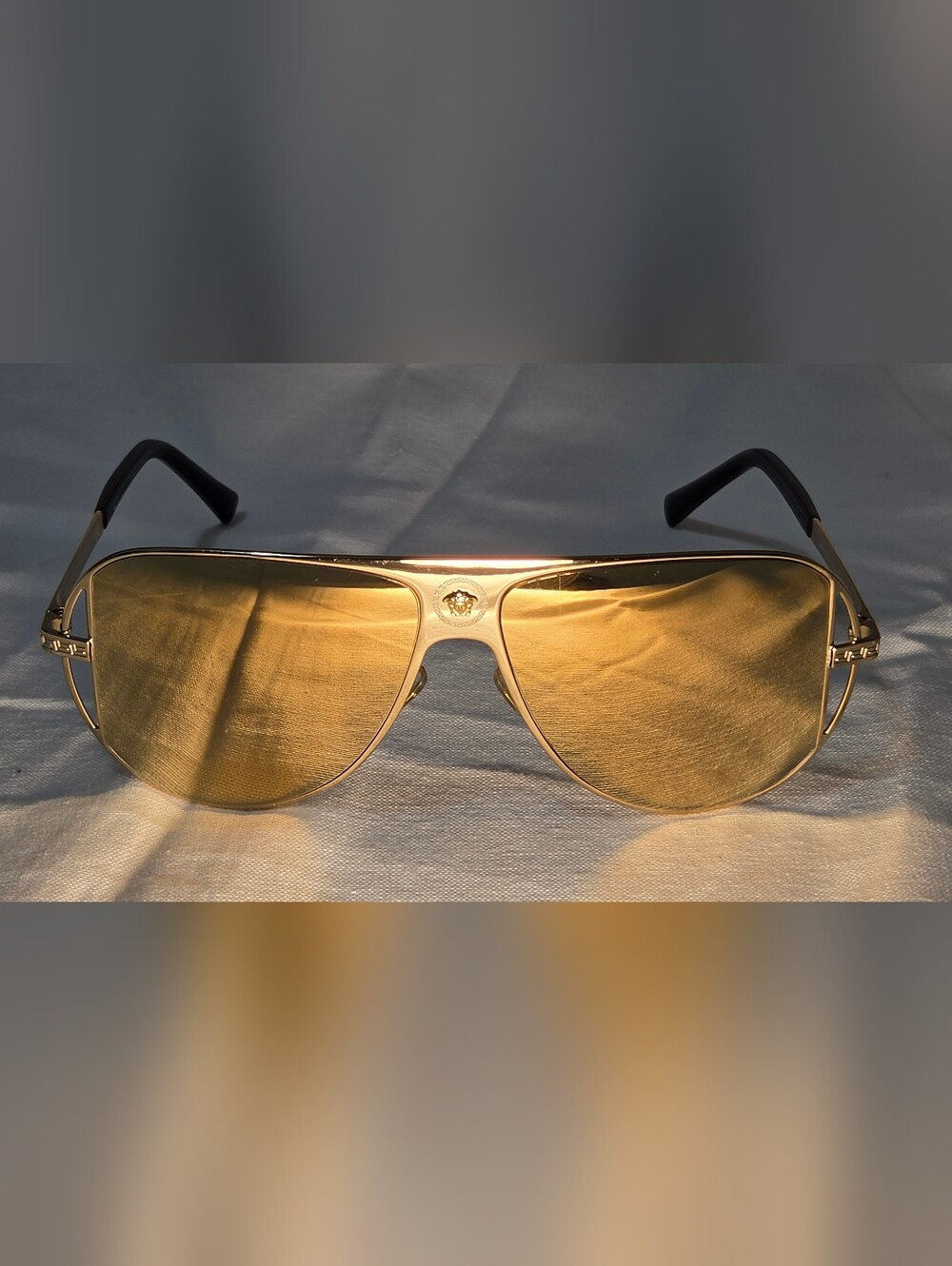 Versace VE2212 Gold Medusa Aviator Sunglasses Made In Italy